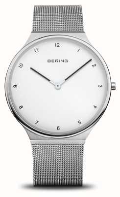 Bering Women's Ultra Slim White Dial / Stainless Steel Mesh Bracelet 18440-004