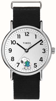 Timex Peanuts Weekender Snoopy Take Care White Dial / Black Fabric Strap TW2V07000
