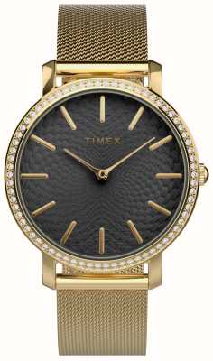 Timex Womens Transcend Black Dial / Gold-Tone Steel Mesh Bracelet TW2V52300