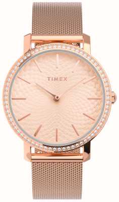 Timex Women's Transcend Pink Dial / Rose Gold-Tone Steel Mesh Bracelet TW2V52500