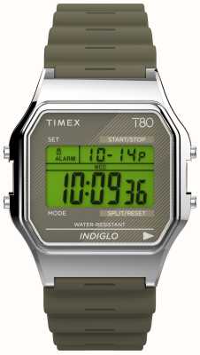 Timex 80 Green Digital Display / Green Resin Strap TW2V41100