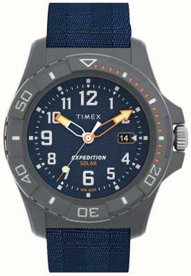 Timex Expedition North Freedive Ocean Solar Gray Tide Case Blue Dial Blue Tide Fabric Strap TW2V40300