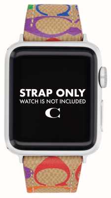 Coach Apple Watch Strap (38/40/41MM) Tan Leather Multicoloured Logo 14700167