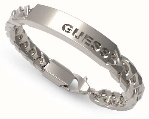 Guess Men's Stainless Steel Logo Tag Bracelet JUXB03004JWSTL