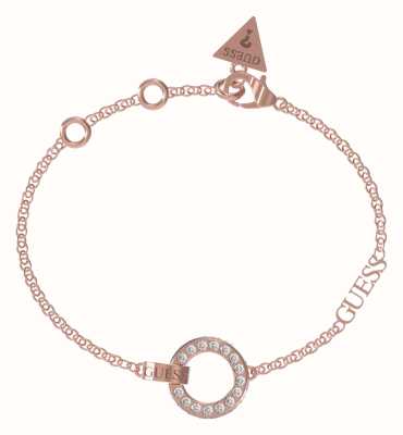 Guess Rose Gold Plated Crystal-Set Pave Circle Bracelet UBB03162JWRGL