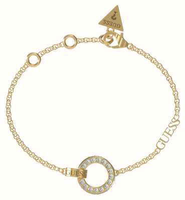 Guess Gold Plated Crystal-Set Pave Circle Bracelet UBB03162JWYGL