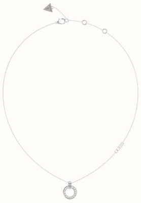Guess Rhodium Plated 16-18" Pave Crystal Circle Necklace UBN03159JWRHT/U