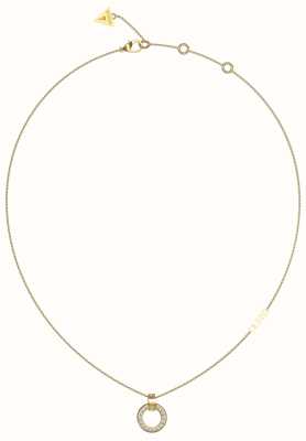Guess Gold Plated 16-18" Pave Crystal Circle Necklace UBN03159JWYGT/U
