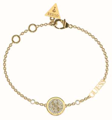 Guess Gold Plated Pave And 4G Logo Coin Bracelet UBB03125JWYGL