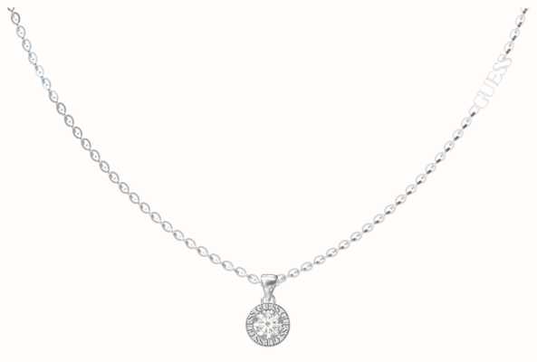 Guess Rhodium Plated 16-18" Clear Crystal Charm Necklace JUBN02245JWRHT/U