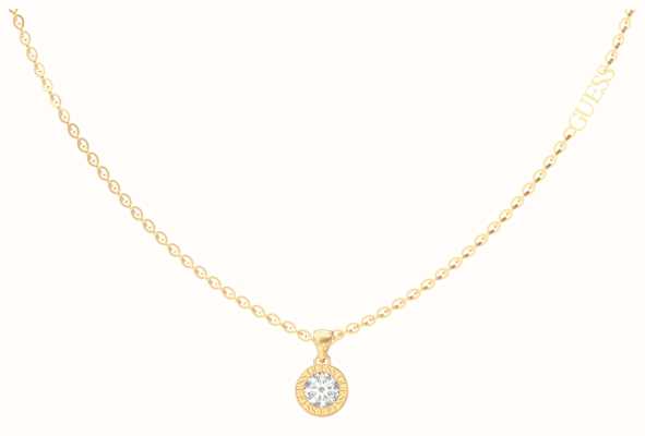 Guess Gold Plated 16-18" Clear Crystal Charm Necklace JUBN02245JWYGT/U