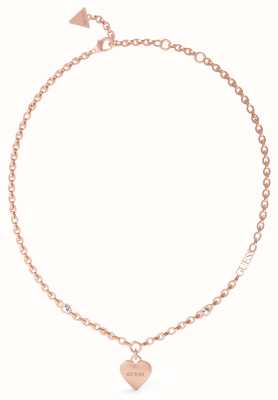Guess Rose Gold Plated 16-18" Fine Heart Charm Necklace JUBN02230JWRGT/U