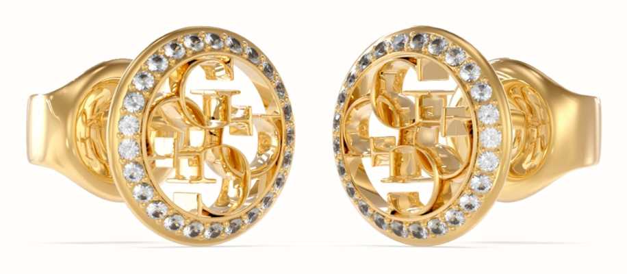 Guess Gold Plated Crystal-Set 4G Logo Stud Earrings JUBE02136JWYGT/U