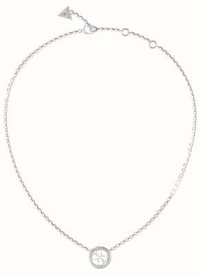 Guess Rhodium Plated 16-18'' Crystal-Set 4G Logo Necklace JUBN02141JWRHT/U