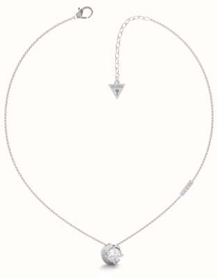 Guess Rhodium Plated 15-17" Crystal-Set Solitaire And Moon Necklace JUBN01190JWRHT/U