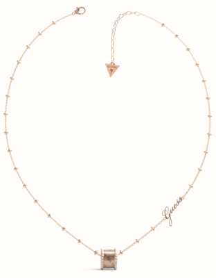 Guess Rose Gold Plated Crystal 4G Logo Bead Pendant Necklace JUBN01153JWRGT/U
