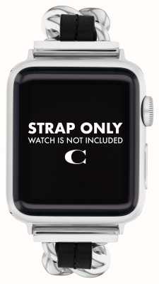 Coach Apple Watch Strap (38/40/41MM) Black Leather Stainless Steel Chain 14700187