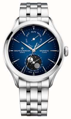 Baume & Mercier Men's Clifton Automatic (42mm) Blue Moonphase Dial / Stainless Steel Bracelet M0A10725