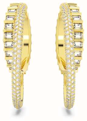 Swarovski Rota Hoop Earrings Gold-Tone Plated White Crystals 5629906