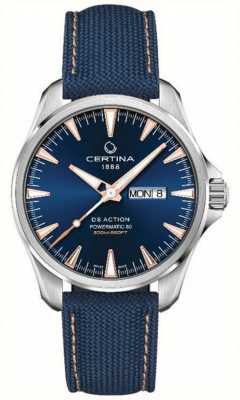 Certina DS ACTION Powermatic 80 Blue Dial / Blue Fabric Leather Strap C0324301804101