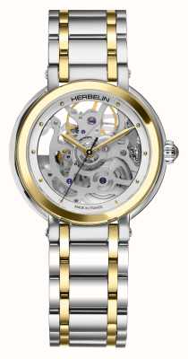Herbelin Galet Automatic (33.5mm) Skeleton Dial / Two-Tone Stainless Steel 1630BTSQ12
