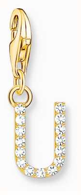 Thomas Sabo Charm Pendant Letter U With White Stones Gold Plated 1984-414-14