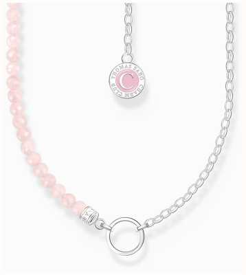 Thomas Sabo Charm Necklace With Beads Of Rose Quartz And Chain Links Sterling Silver 37cm KE2190-067-9-L37V