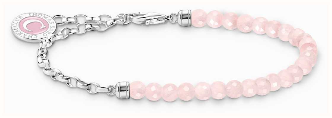 Thomas Sabo Charm Bracelet With Beads Of Rose Quartz And Chain Links Sterling Silver 19cm A2130-067-9-L19V