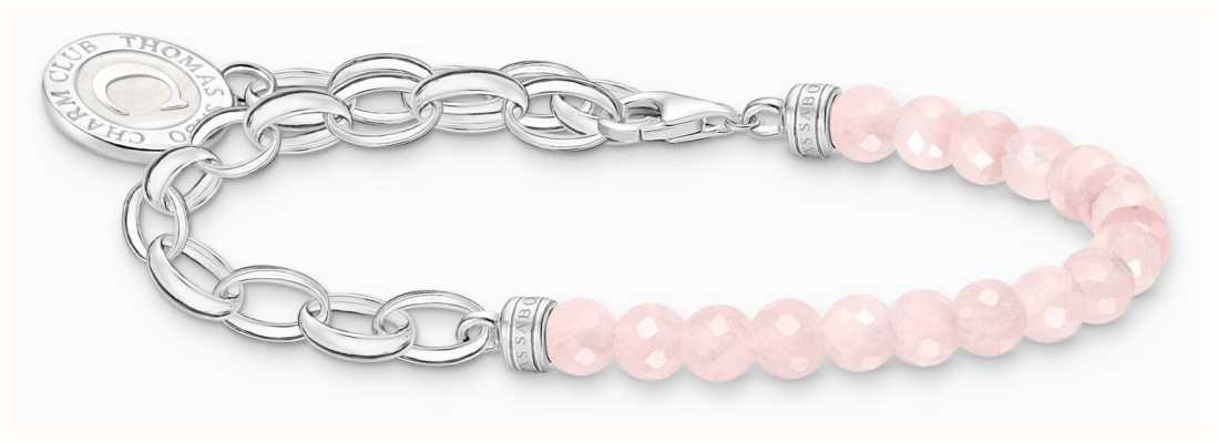 Thomas Sabo Charm Bracelet Sterling Silver Rose Quartz Beads 19cm A2128-067-9-L19V