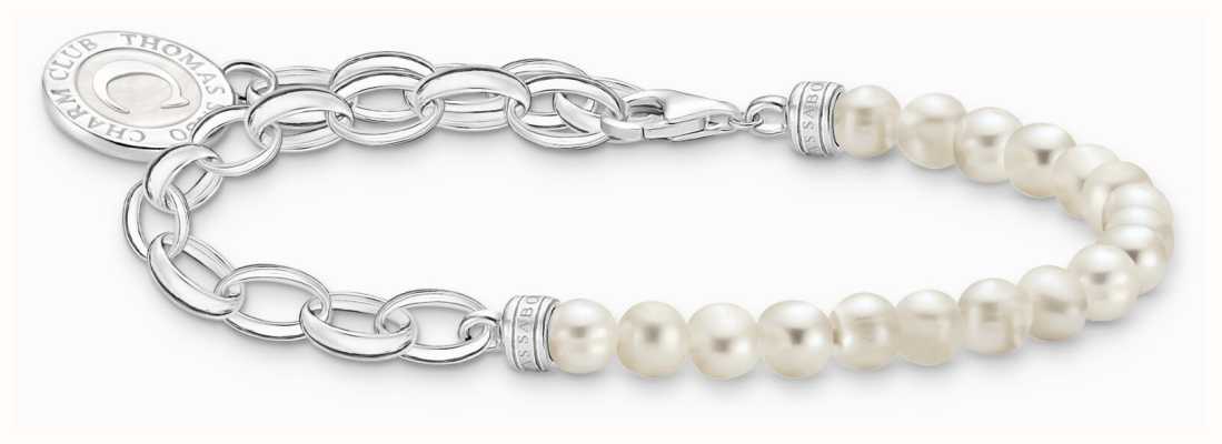 Thomas Sabo Charm Bracelet Sterling Silver Freshwater Pearl Beads 15cm A2128-158-14-L15V