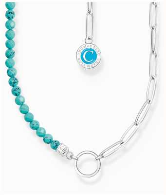 Thomas Sabo Charm Necklace Sterling Silver Imitation Turquoise Beads 37cm KE2189-007-17-L37V
