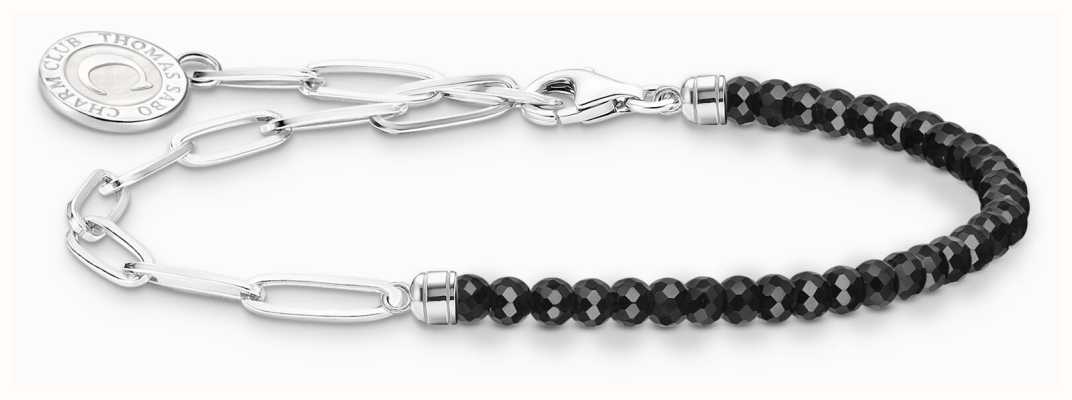 Thomas Sabo Charm Bracelet Sterling Silver Black Obsidian Beads 19cm A2131-148-11-L19V