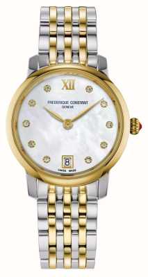 Frederique Constant Women's Classic Slimline (30mm) Mother-of-Pearl Dial / Two Tone Stainless Steel Bracelet FC-220MPWD1S23B