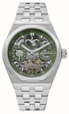 Ingersoll The Broadway Automatic (43mm) Green Skeleton Dial / Stainless Steel Bracelet I12905