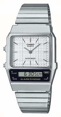 Casio Vintage Dual-Display (32.1mm) White Dial / Stainless Steel AQ-800E-7AEF
