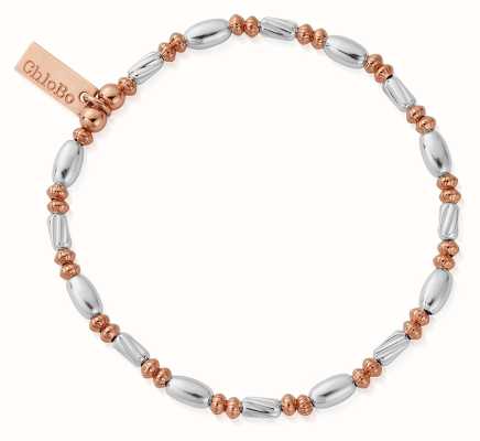 ChloBo Mixed Metal Twisted Oval Bracelet Rose Gold Plated Sterling Silver MBTOVAL