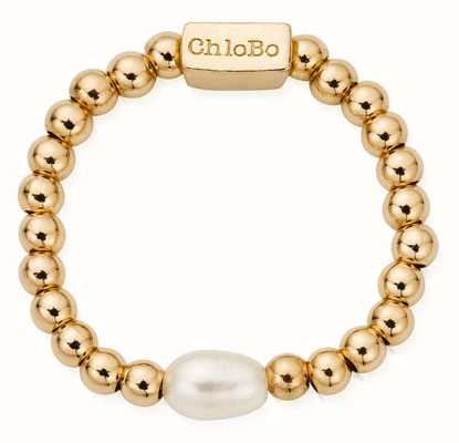 ChloBo Mini Pearl Ring Gold Plated Size Medium GR2RP