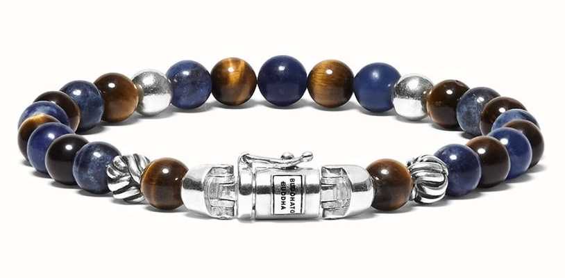 Buddha To Buddha 'Spirit Bead Mini Mix' Sodalite Tigereye Sterling Silver Handmade Bracelet - 189MS - (Size E) 001J011893805