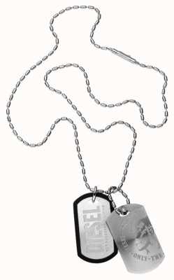 Diesel Men's Double Dog Tag Rice Bead Necklace DX0011040