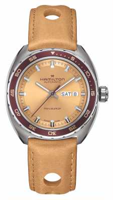 Hamilton American Classic Pan Europ Day-Date Automatic (42mm) Beige Dial / Beige & Burgundy Straps H35435820
