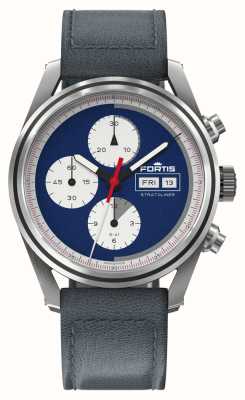 FORTIS Stratoliner S-41 Automatic Blue Japan (41mm) Indigo Leather Aviator Strap F2340017