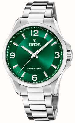 Festina Men's Solar Energy (41.5mm) Green Dial / Stainless Steel Bracelet F20656/3