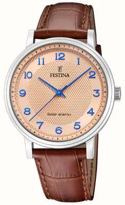 Festina Men's Solar Energy (41mm) Pink Dial / Brown Leather Strap F20660/2