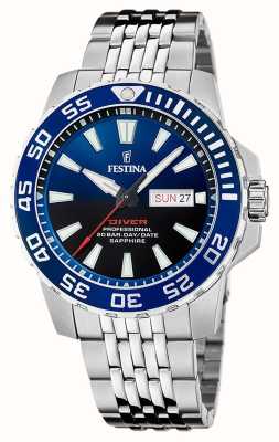 Festina Men's Diver (45mm) Blue Dial / Stainless Steel Bracelet F20661/1