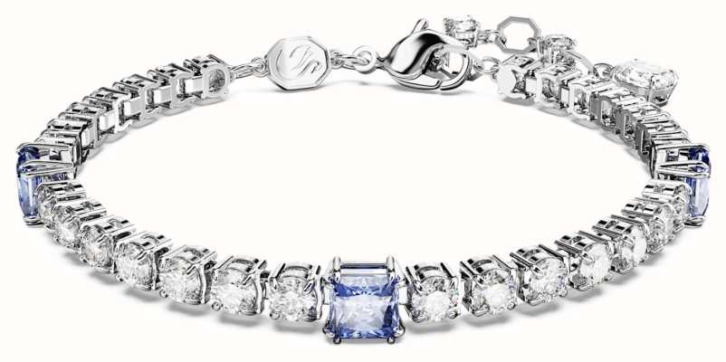 Swarovski Matrix Tennis Bracelet Rhodium Plated Blue and White Crystals 5666426