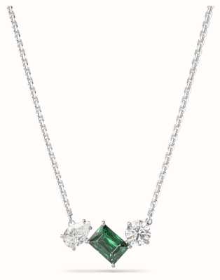 Swarovski Mesmera Necklace Rhodium Plated Green and White Crystals 5668278
