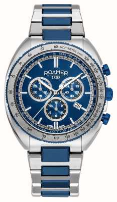 Roamer Men's Power Chrono (44mm) Blue Dial / Blue Stainless Steel Bracelet 868837 42 45 70