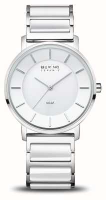 Bering Women's Solar (35mm) White Dial / Ceramic and Stainless Steel Bracelet 5710718399123