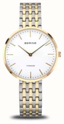 Bering Titanium (34mm) White Dial / Two Tone Titanium Bracelet 19334-010