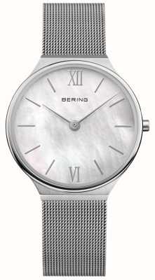 Bering Women's Ultra Slim (34mm) Mother-of-Pearl Dial / Stainless Steel Mesh Bracelet 18434-000